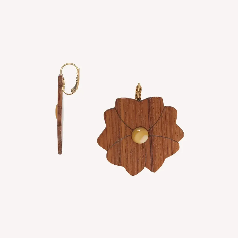 Jewelry - Wood flower french hook earrings - Son Jardin - NATURE BIJOUX