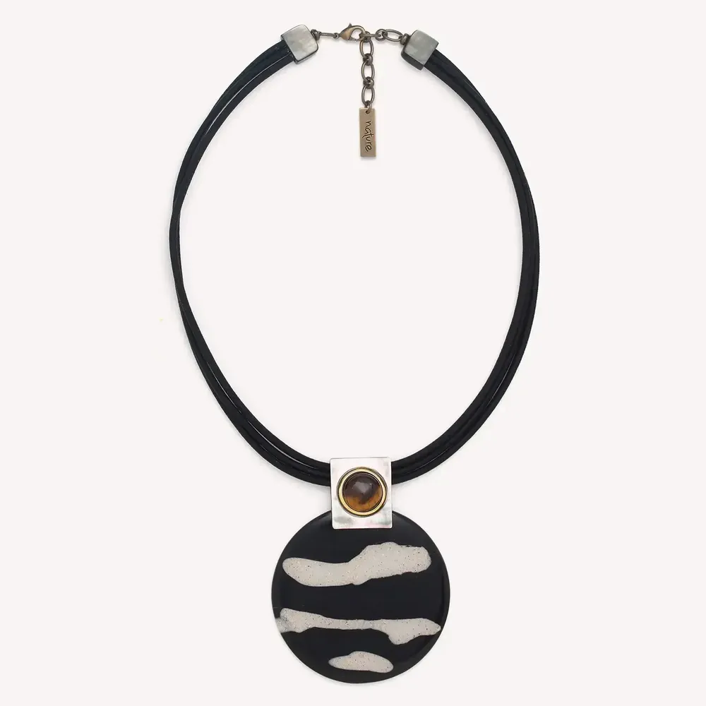 Jewelry - Small round pendant necklace - Zebra - NATURE BIJOUX