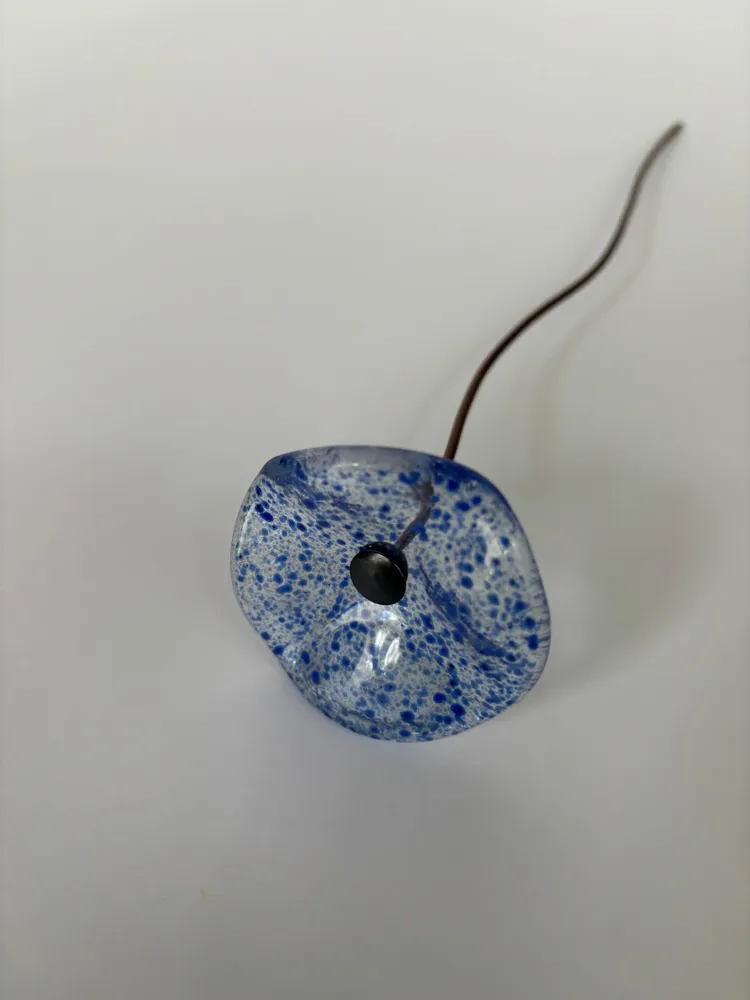 Floral decoration - Glass Flower For Outside In Transparent-D.Blu-L.Blue, flexi - CARNEOL GLASS