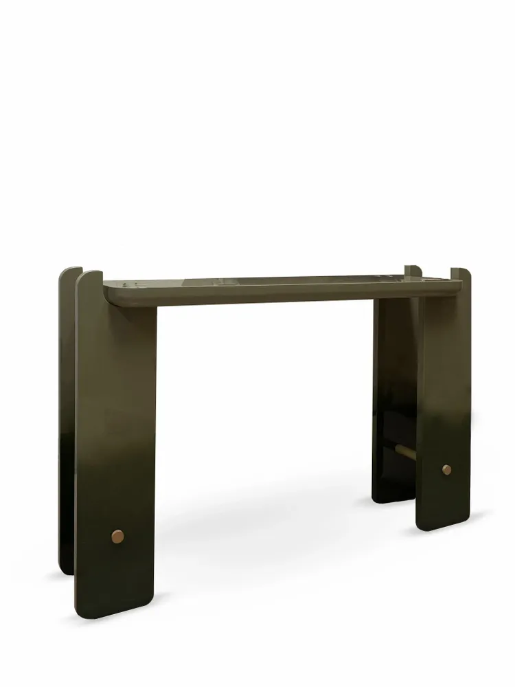 Console table - Ipanema Console in Green High Gloss Lacquered Wood and Brass Details - DUISTT