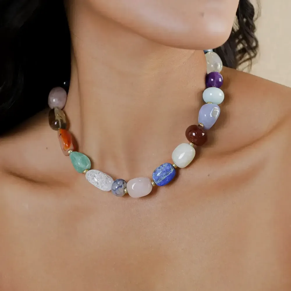 Bijoux - Collierr court combo pierres - Minerama - NATURE BIJOUX