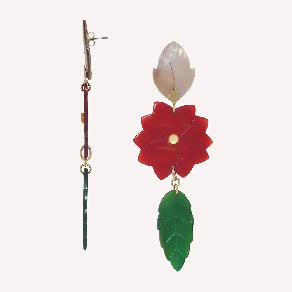 Bijoux - Boucles d'oreilles poussoir 3 éléments grand modèle - Son Jardin - NATURE BIJOUX