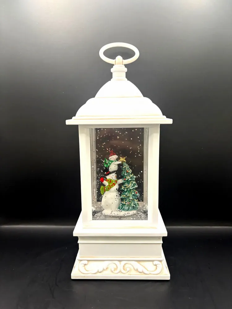 Other Christmas decorations - White Christmas LED Lantern with Snowman & Tree - BLUE STAR B.V.
