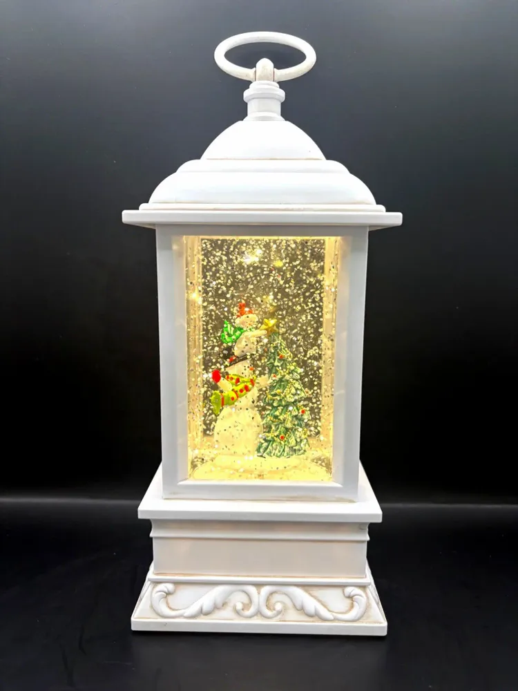 Other Christmas decorations - White Christmas LED Lantern with Snowman & Tree - BLUE STAR B.V.