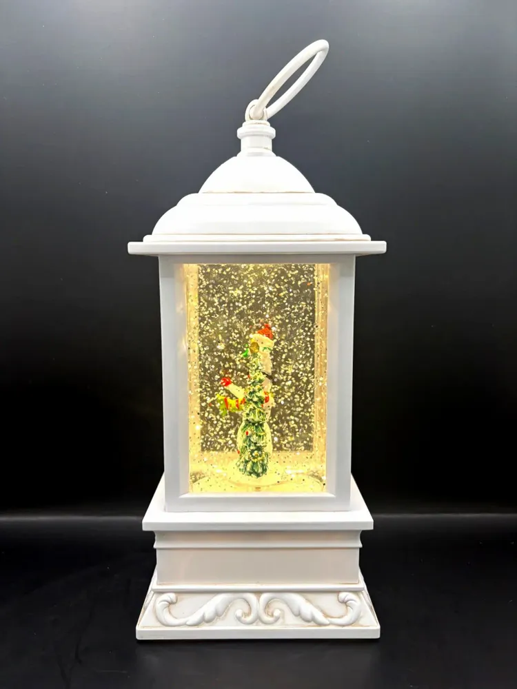 Other Christmas decorations - White Christmas LED Lantern with Snowman & Tree - BLUE STAR B.V.