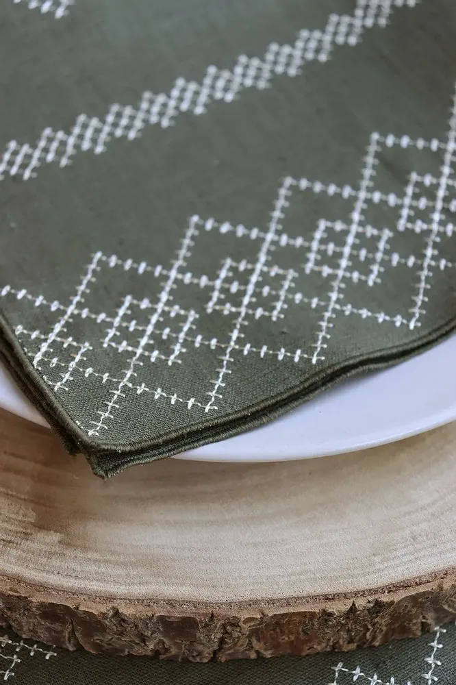 Table linen - Linen Napkin | LOSANGA Forest green - GIARDINO SEGRETO