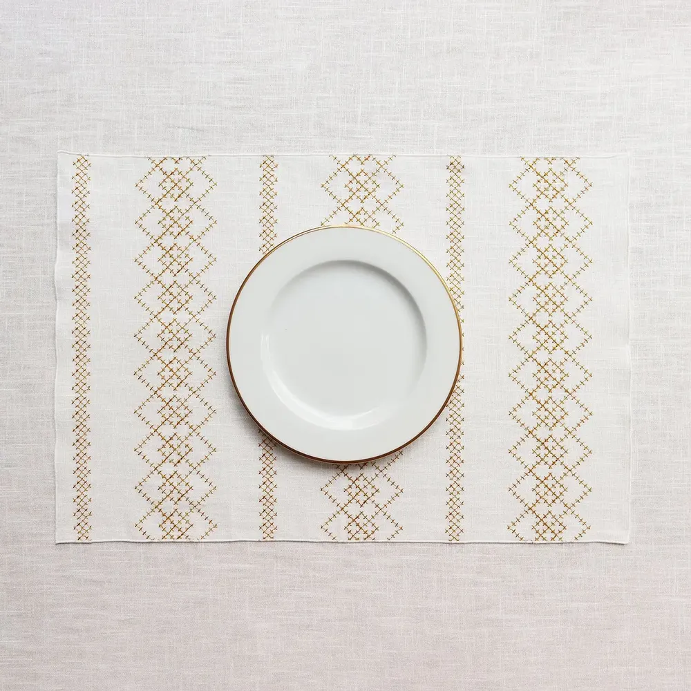 Table linen - Linen Placemat | LOSANGA Gold - GIARDINO SEGRETO