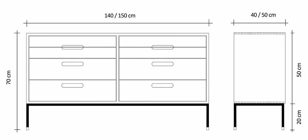 Chests of drawers - Made-to-measure Double chest of drawers model Cosmopol. CD8P - JL STUDIO