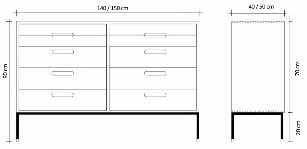 Chests of drawers - Made-to-measure Double chest of drawers model Cosmopol CD10P - JL STUDIO