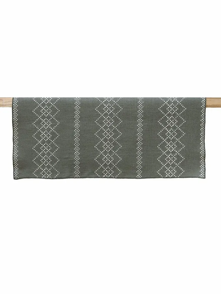 Table linen - Linen Table Runner | LOSANGA Forest green - GIARDINO SEGRETO