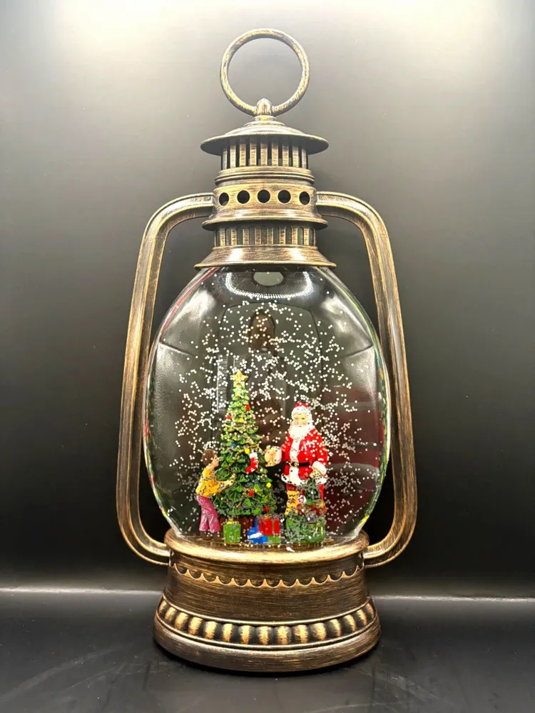 Autres décorations de Noël - Lanterne de Noël LED Bronze – Père Noël & Enfant, Musique - BLUE STAR B.V.