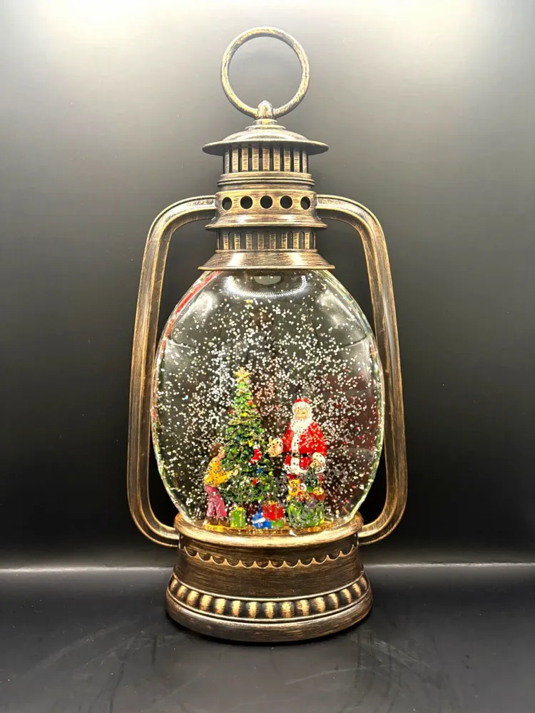 Autres décorations de Noël - Lanterne de Noël LED Bronze – Père Noël & Enfant, Musique - BLUE STAR B.V.