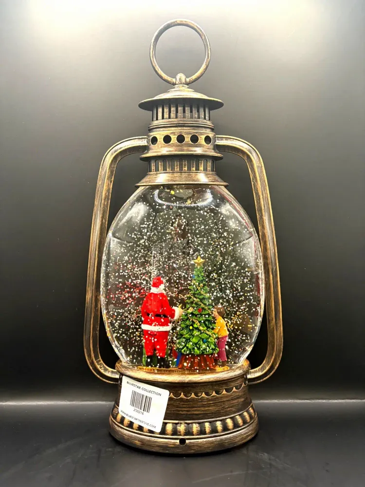 Autres décorations de Noël - Lanterne de Noël LED Bronze – Père Noël & Enfant, Musique - BLUE STAR B.V.