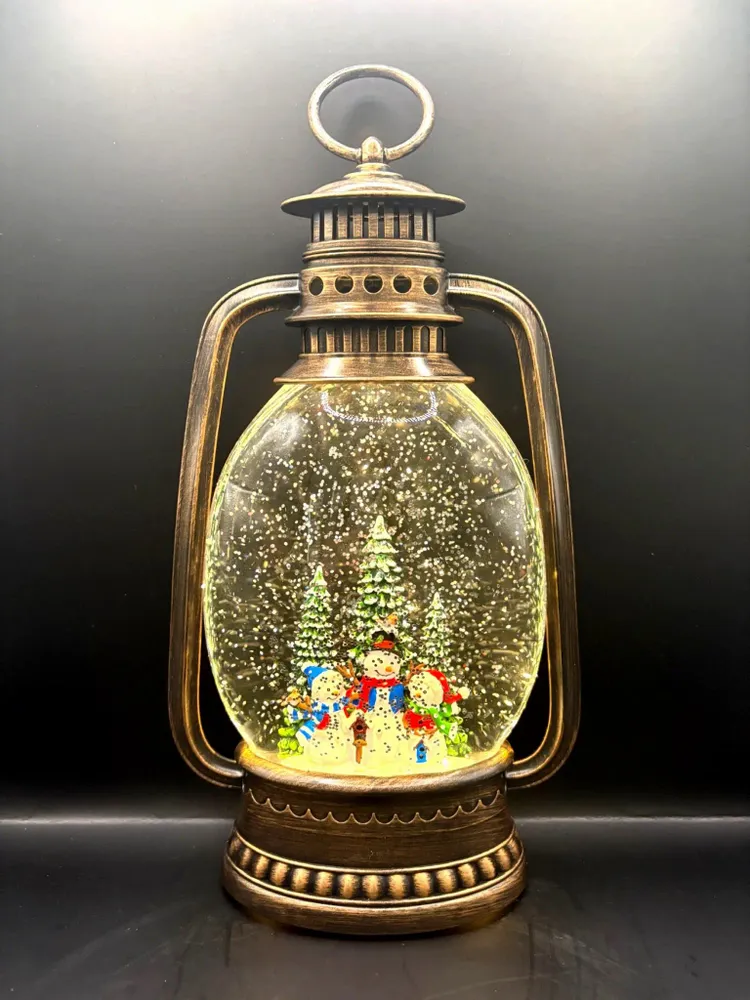 Other Christmas decorations - Christmas LED Bronze Lantern – Snowman Family in Forest, Music - BLUE STAR B.V.