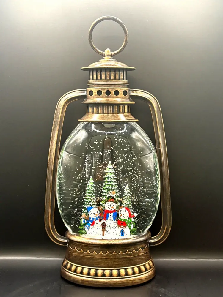 Other Christmas decorations - Christmas LED Bronze Lantern – Snowman Family in Forest, Music - BLUE STAR B.V.