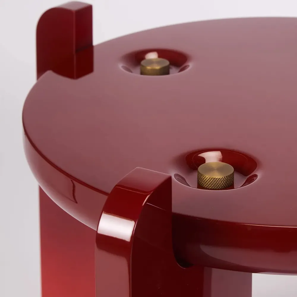 Other tables - Ipanema Side Table in Red Lacquered Wood and Brass Details - DUISTT