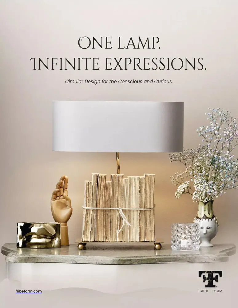 Table lamps - The BookLovers' Light with circular shade & book holder - FRIBE FORM®