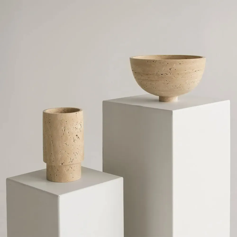 Bols - TRAVERTINE FRUIT BOWL - CENTERPIECE - KIWANO CONCEPT
