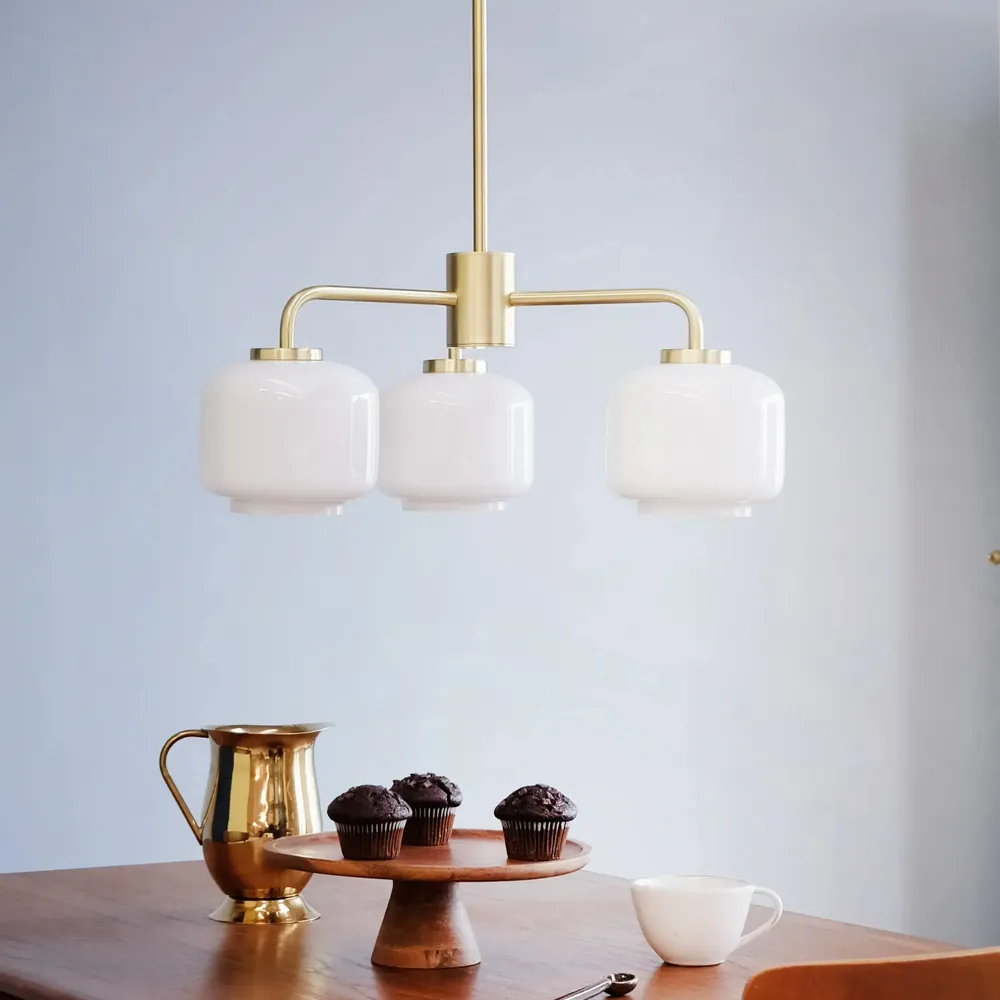 Plafonniers - Lustre Arp opale/laiton à 3 bras - DYBERG LARSEN