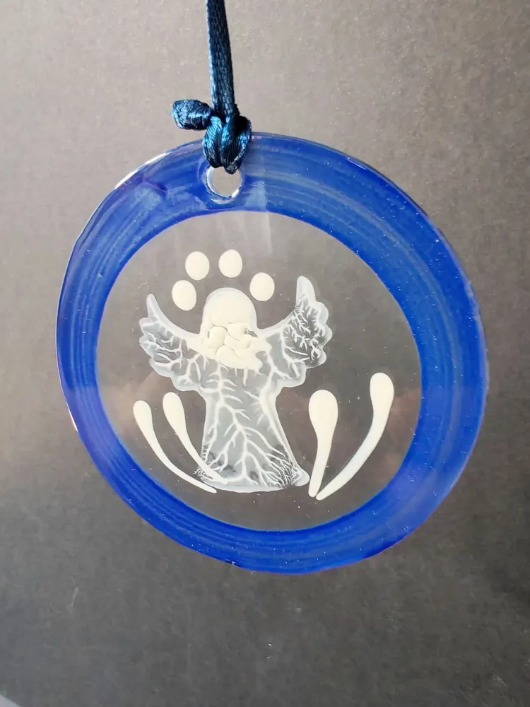 Other Christmas decorations - Blue hand-painted standing angel glass ornament - CARNEOL GLASS