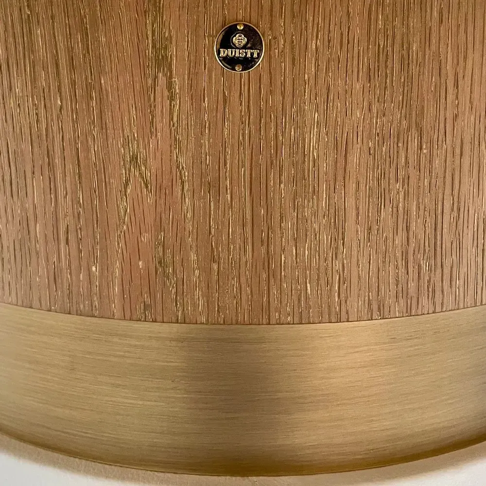 Dining Tables - Lune Table in Gold Limed Oak, Brass and Leather - DUISTT