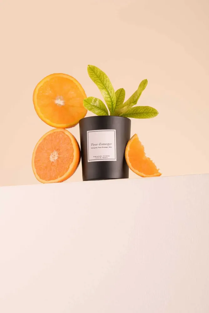 Candles - Orange blossom scented candle black glass - T A N D E M . FRAGRANCES