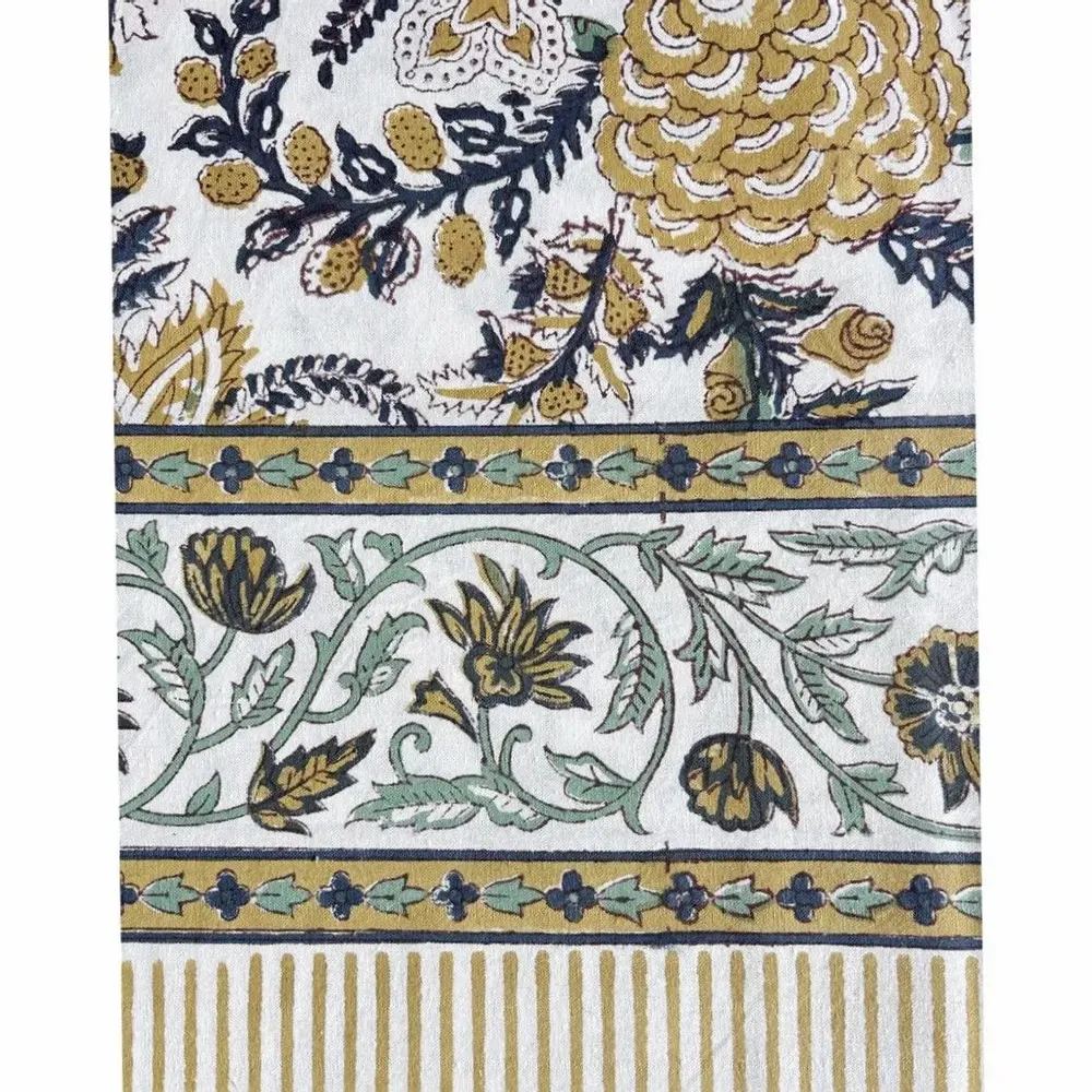 Linge de table textile - Nappes coton imprimées au tampon de bois - MAISON LILO