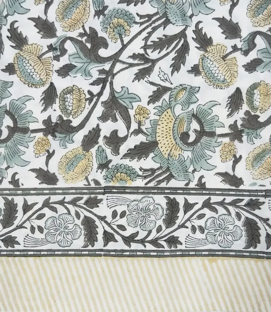 Linge de table textile - Nappes coton imprimées au tampon de bois - MAISON LILO