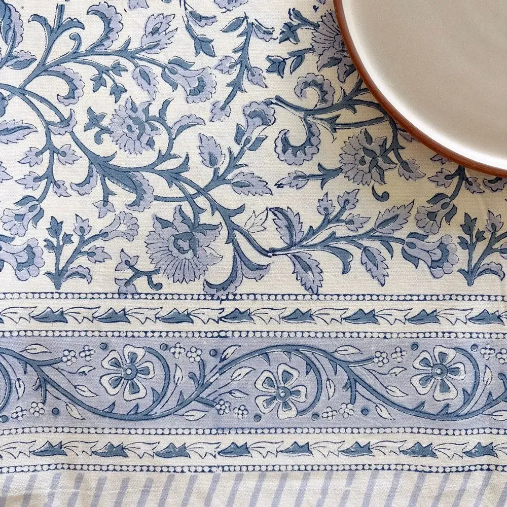 Linge de table textile - Nappes coton imprimées au tampon de bois - MAISON LILO