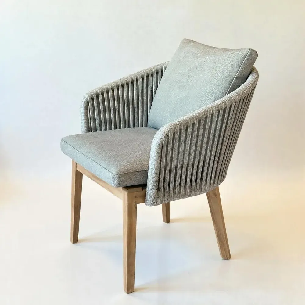 Fauteuils de jardin - Chaise en teck et lanières grises - CHT22 - BALINAISA