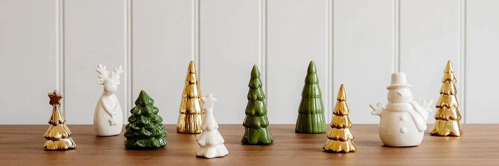 Décorations pour tables de Noël - Sapin de Noël doré cannelé (9 cm) - WE LOVE SEASONS
