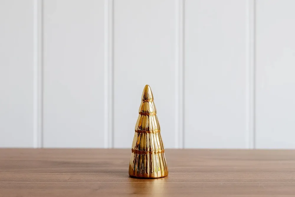 Décorations pour tables de Noël - Sapin de Noël doré cannelé (9 cm) - WE LOVE SEASONS
