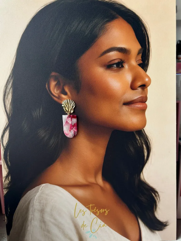 Jewelry - JANELLE raspberry shell earrings - LES TRÉSORS DE CIA
