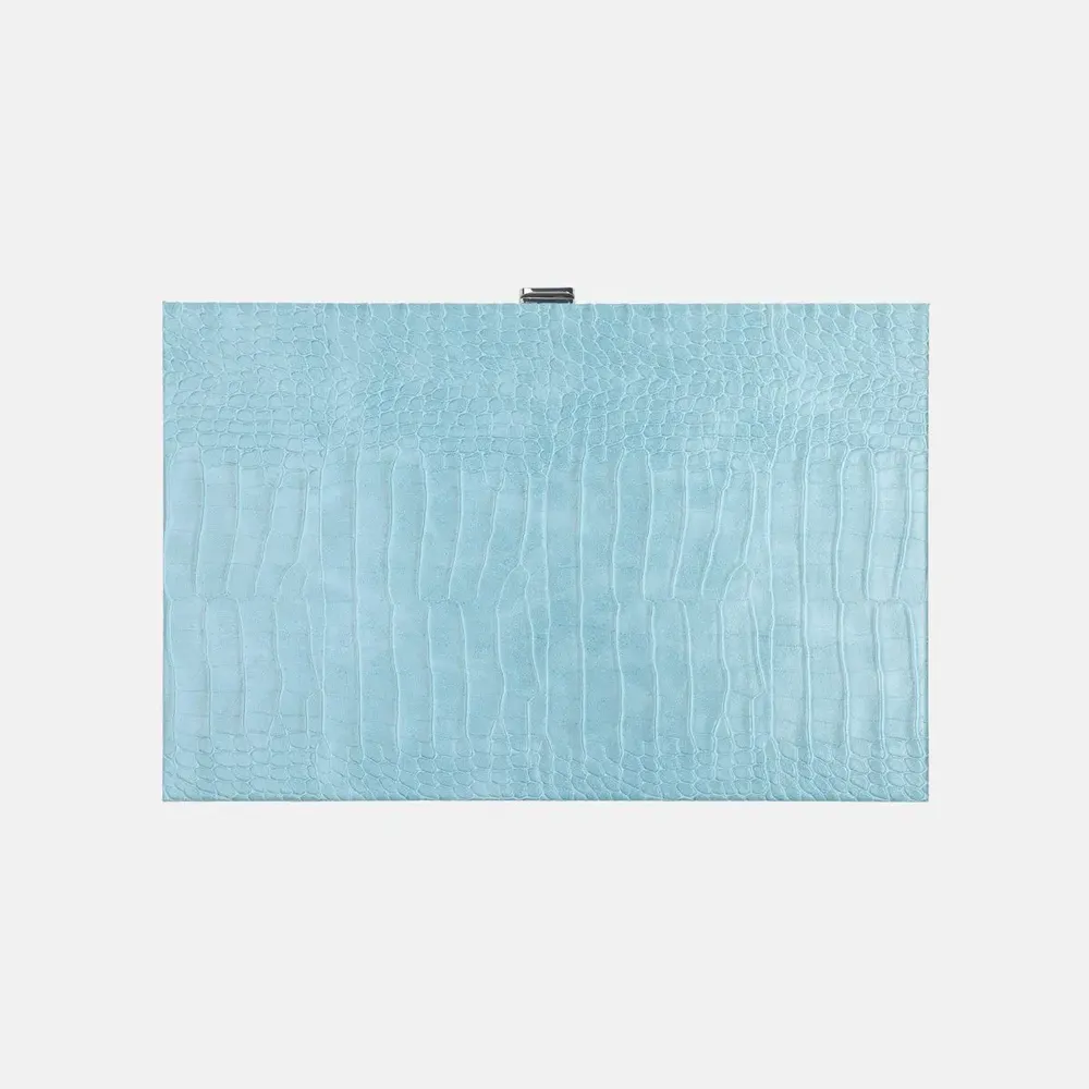 Objets de décoration - Jeu de Backgammon Bleu - Cuir Vegan Alligator - Medium - VIDO LUXURY BOARD GAMES