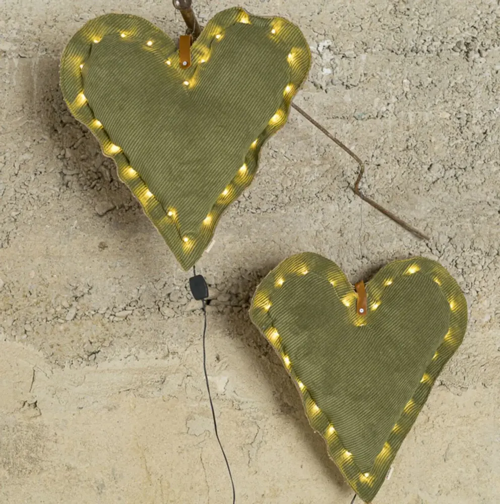 Other Christmas decorations - The luminous green hearts - ROSE VELOURS
