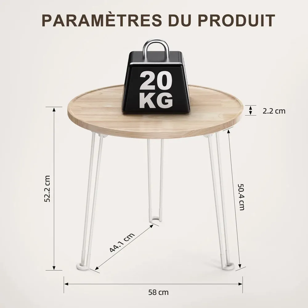 Tables basses - KAPANOU Table Ronde Pliante CCC008-W - KAPANOU