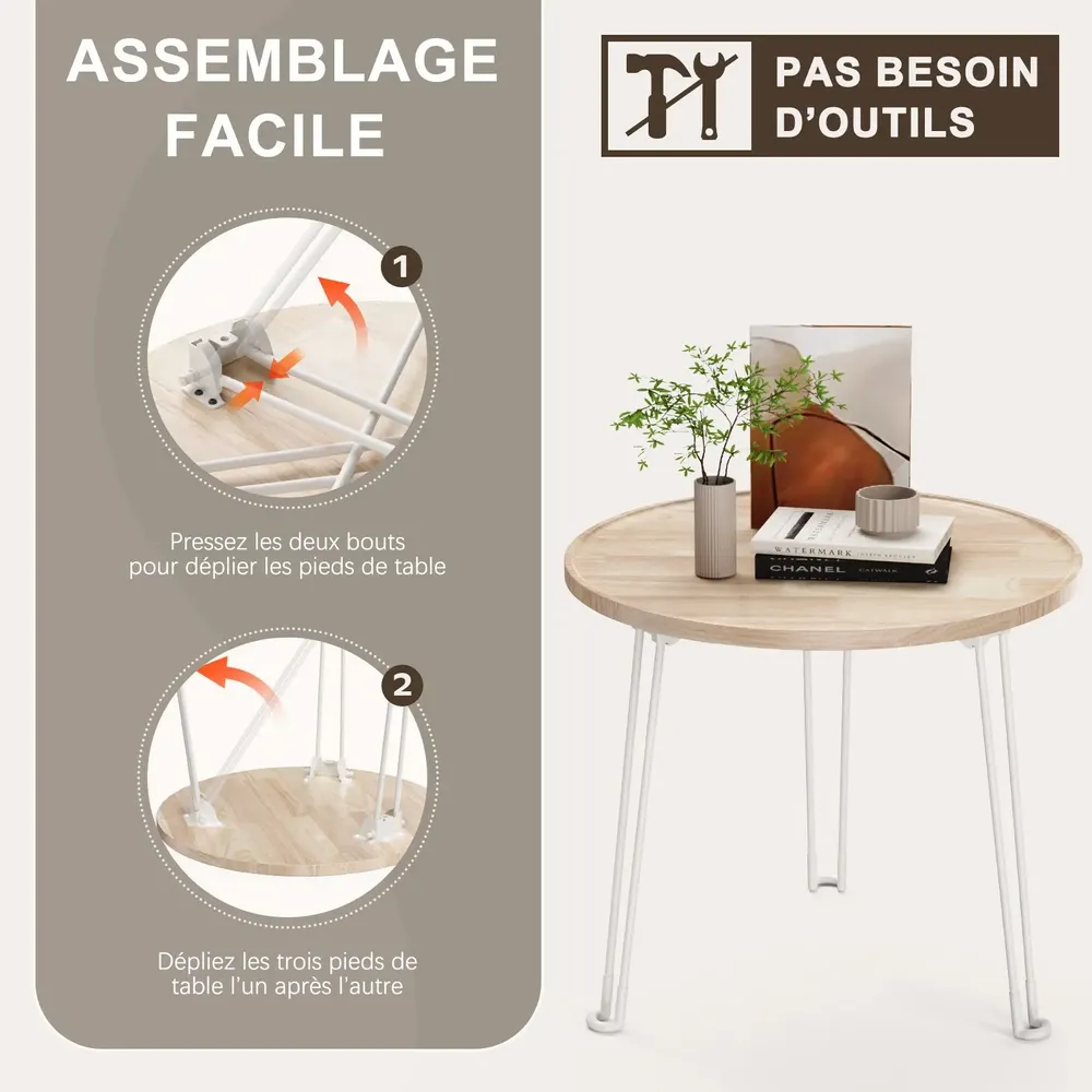 Tables basses - KAPANOU Table Ronde Pliante CCC008-W - KAPANOU