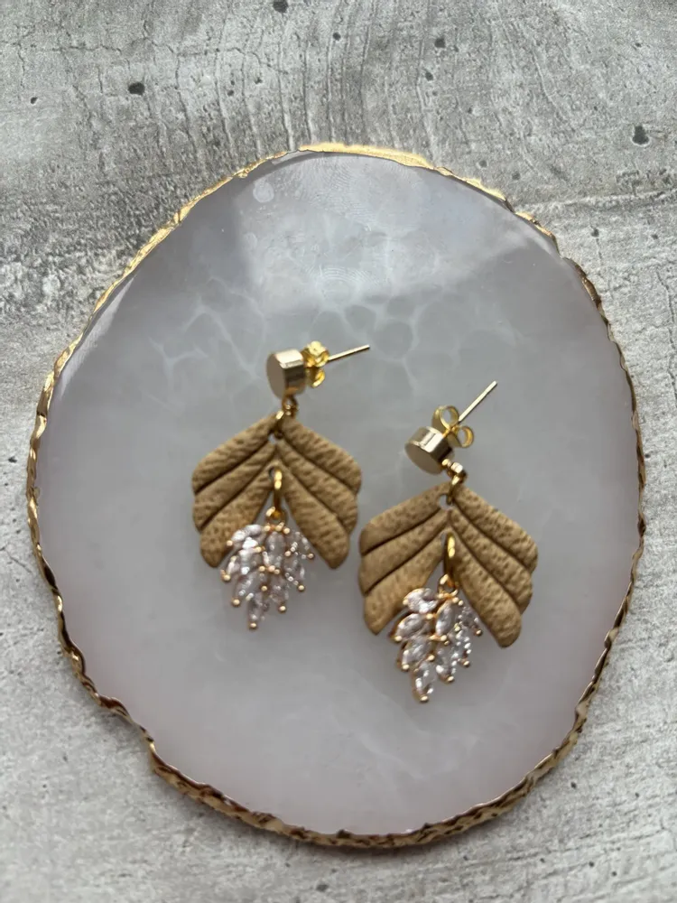 Bijoux - Boucles d’oreilles feuilles pendantes DIANA - LES TRÉSORS DE CIA