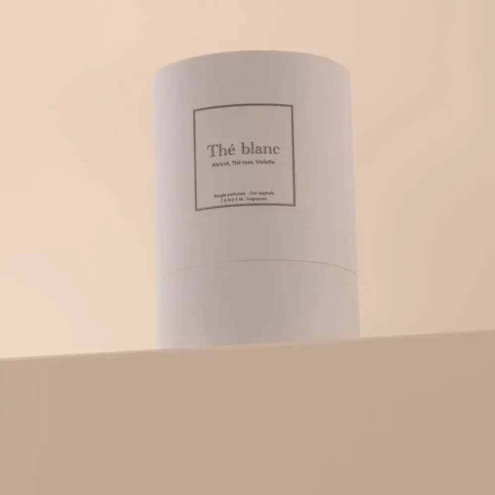 Candles - White tea scented candle white glass - 6,40oz 100% vegetable wax - TANDEM FRAGRANCES