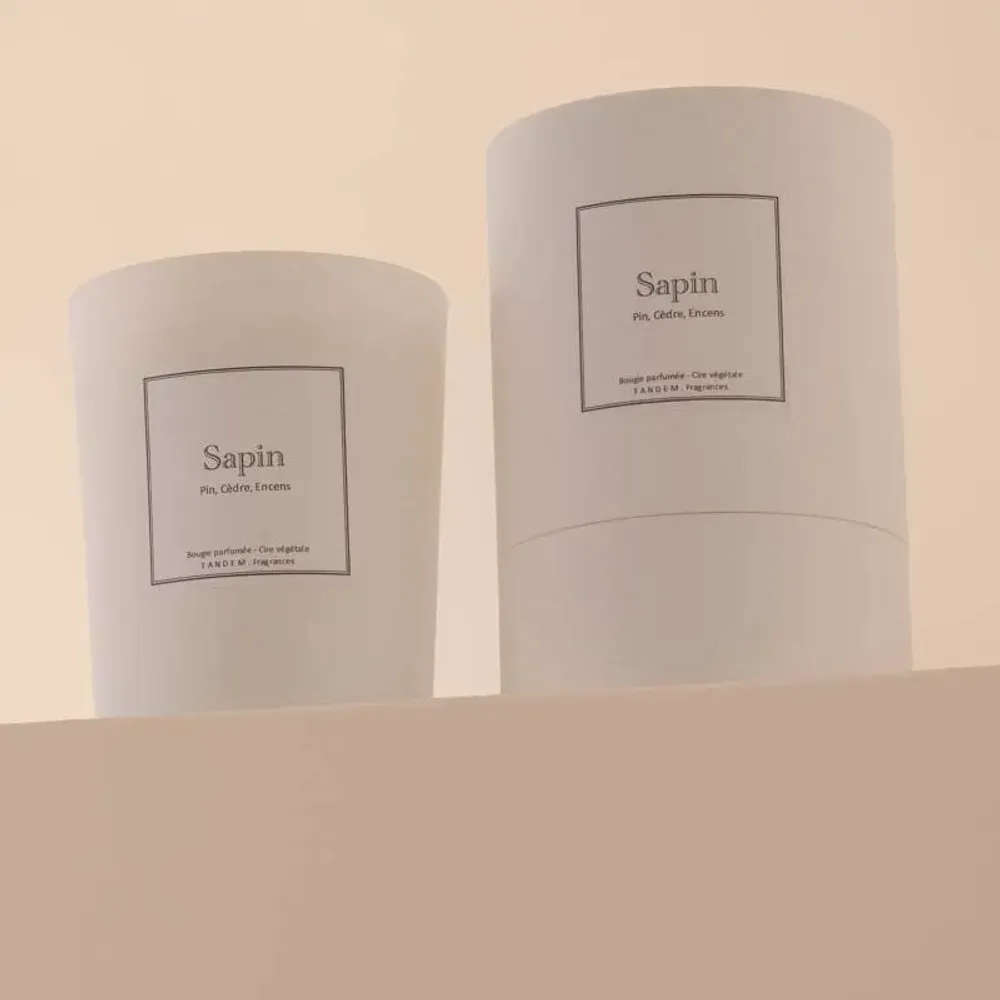 Bougies - Bougie Sapin verre blanc 180g - Cire 100% végétale - TANDEM FRAGRANCES