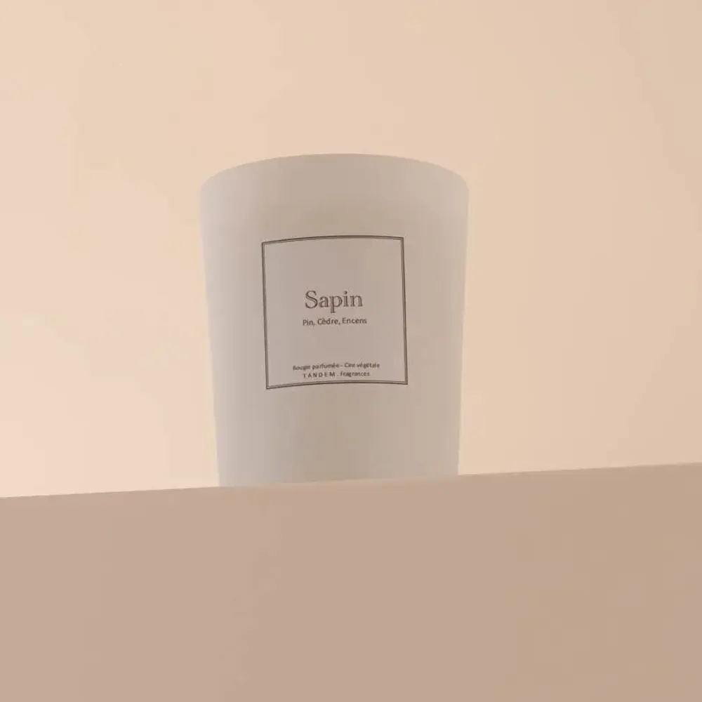 Bougies - Bougie Sapin verre blanc 180g - Cire 100% végétale - TANDEM FRAGRANCES