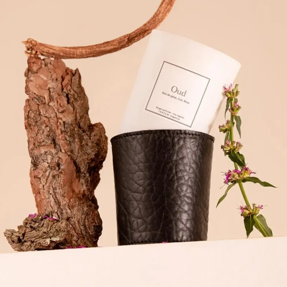 Bougies - Bougie Oud verre blanc 180g - Cire 100% végétale - TANDEM FRAGRANCES