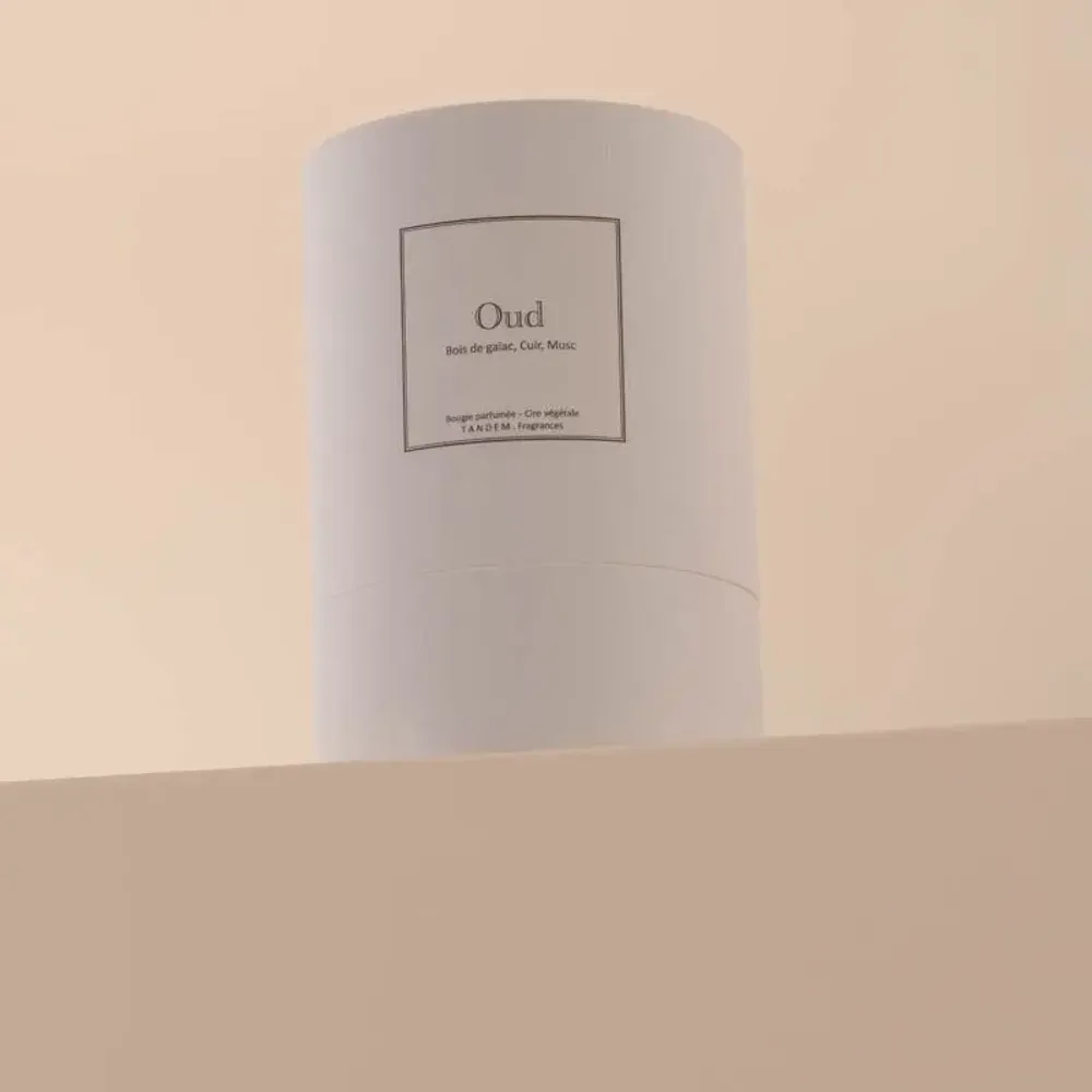 Bougies - Bougie Oud verre blanc 180g - Cire 100% végétale - TANDEM FRAGRANCES