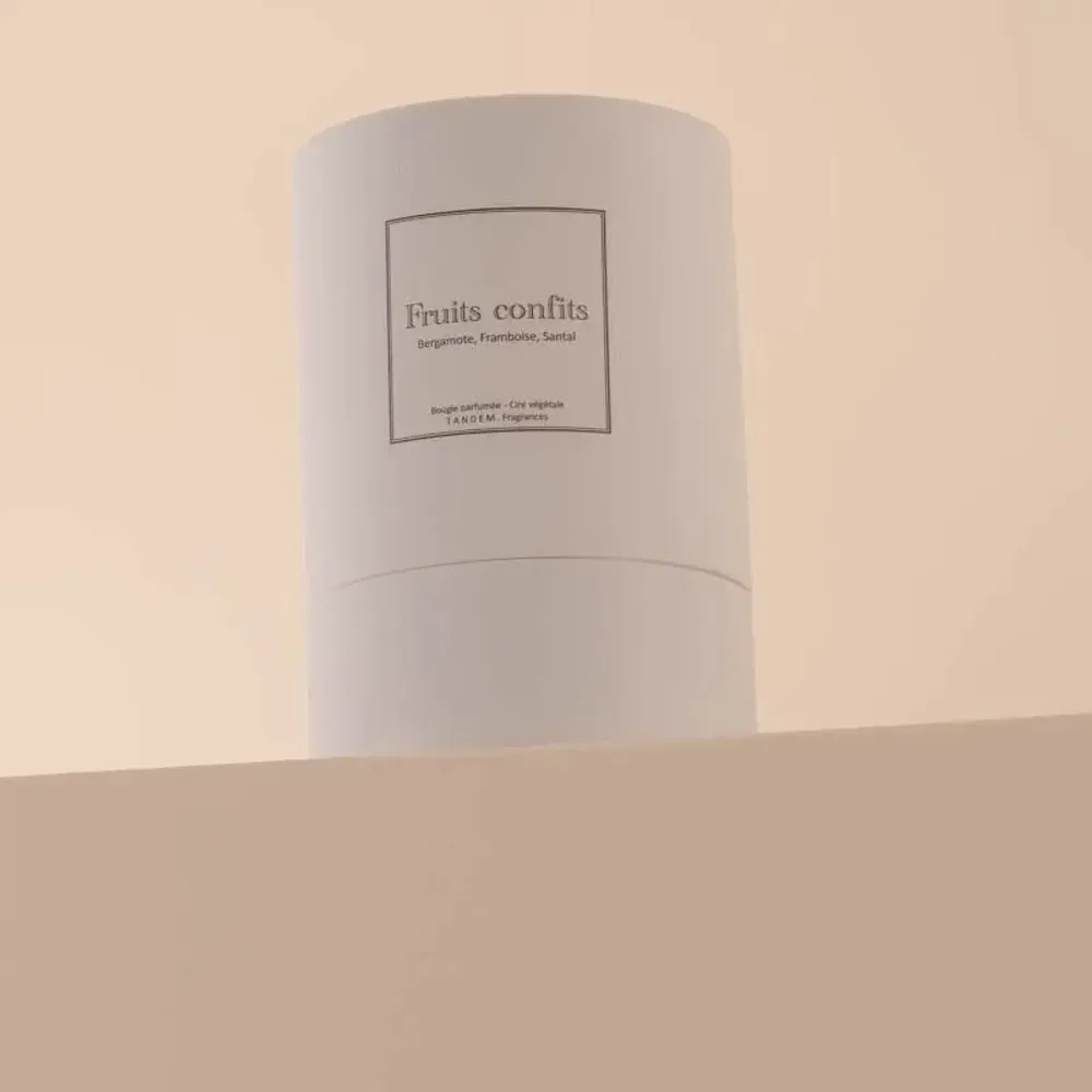 Bougies - Bougie Fruits confits verre blanc 180g - Cire 100% végétale - TANDEM FRAGRANCES