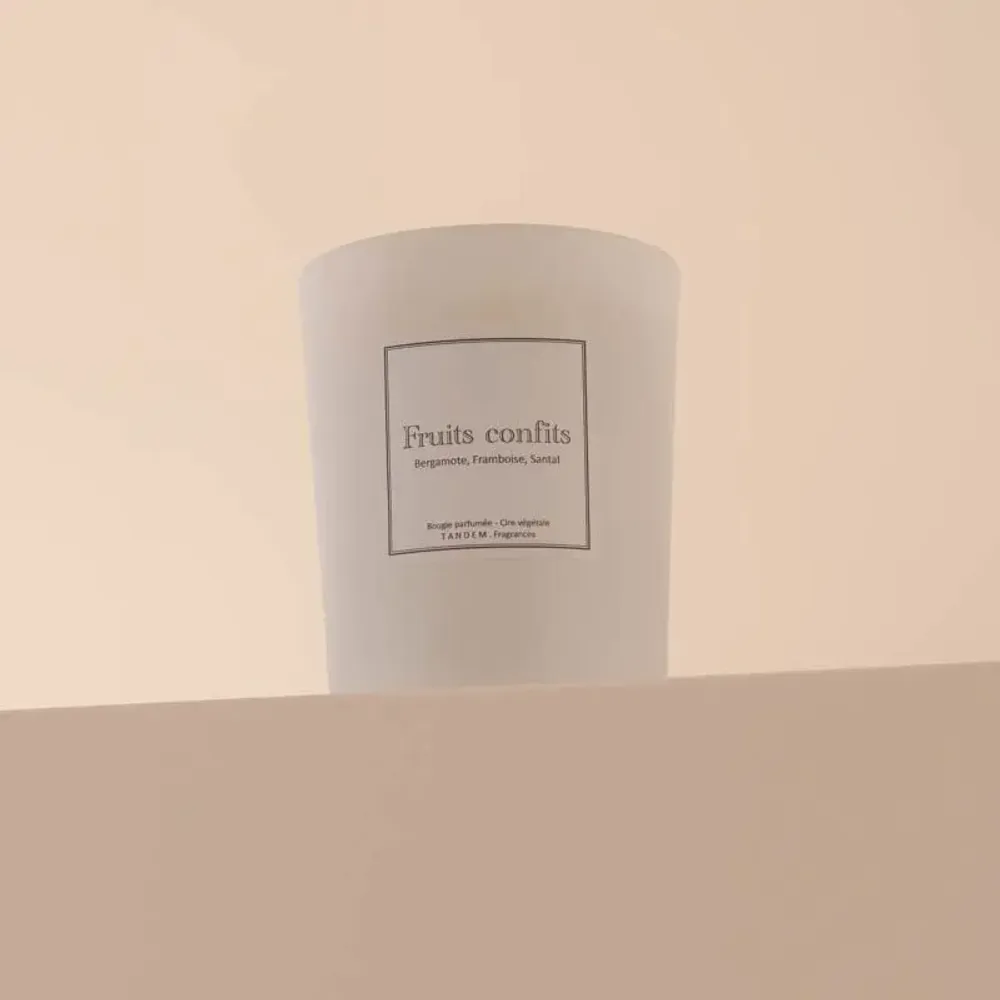 Bougies - Bougie Fruits confits verre blanc 180g - Cire 100% végétale - TANDEM FRAGRANCES