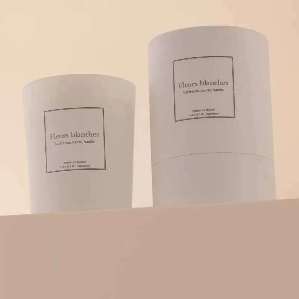 Candles - White flowers scented candle white glass - 6,40oz 100% vegetable wax - TANDEM FRAGRANCES