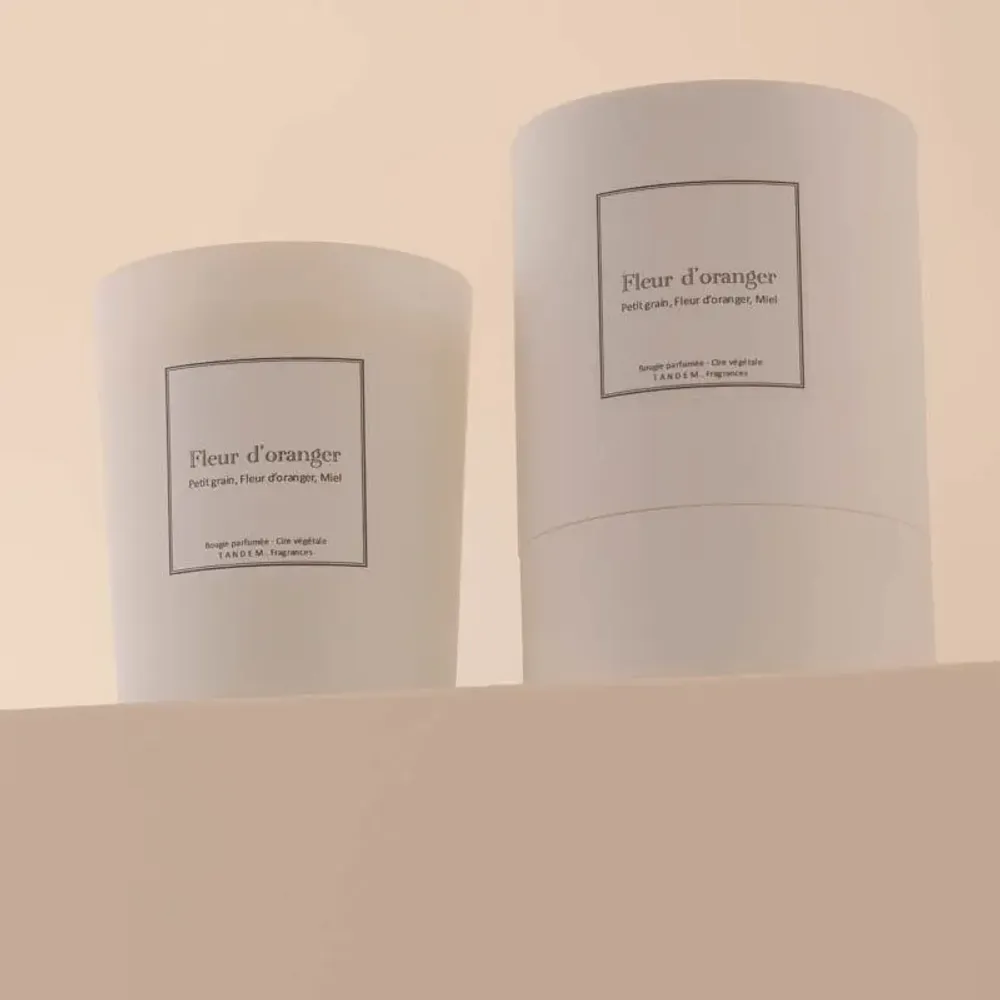 Bougies - Bougie Fleur d'oranger verre blanc 180g - Cire 100% végétale - TANDEM FRAGRANCES