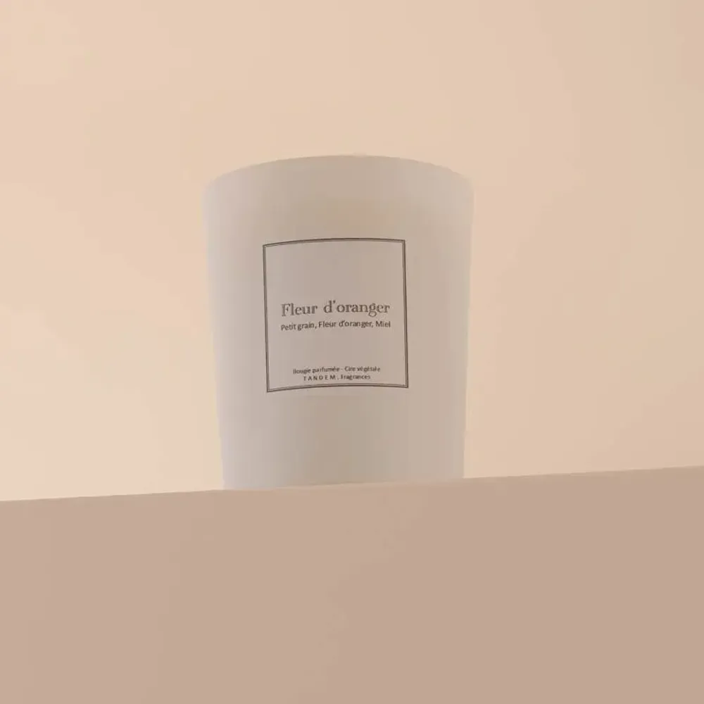 Bougies - Bougie Fleur d'oranger verre blanc 180g - Cire 100% végétale - TANDEM FRAGRANCES