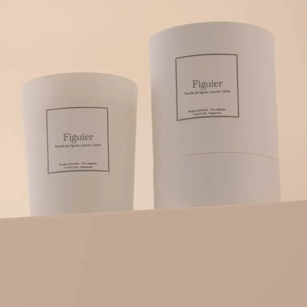Bougies - Bougie Figuier verre blanc 180g - Cire 100% végétale - TANDEM FRAGRANCES