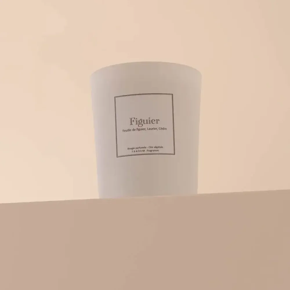 Bougies - Bougie Figuier verre blanc 180g - Cire 100% végétale - TANDEM FRAGRANCES